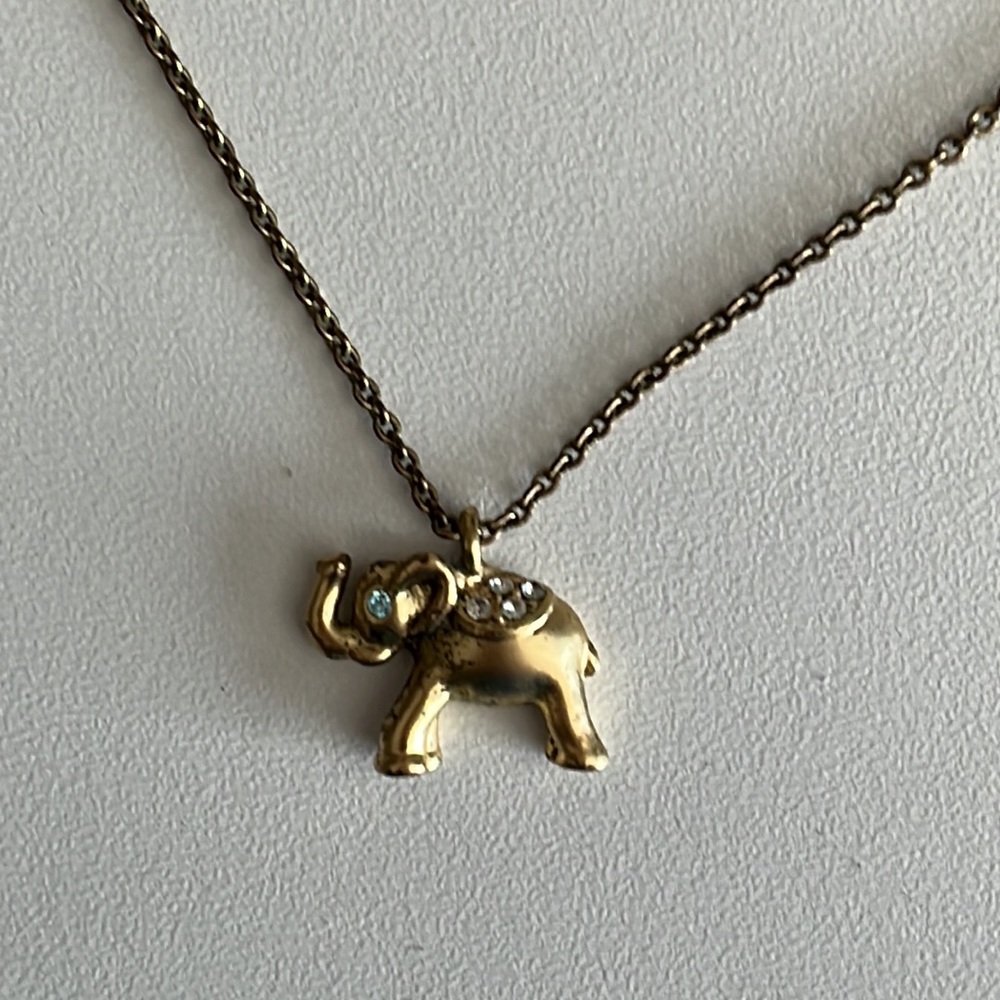 Brass Elephant Necklace With Little Jewels On It - Picture 6 of 6